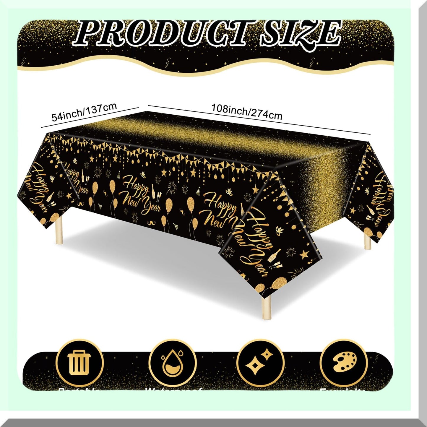 New Year Tablecloths 2024 for Parties and Celebrations