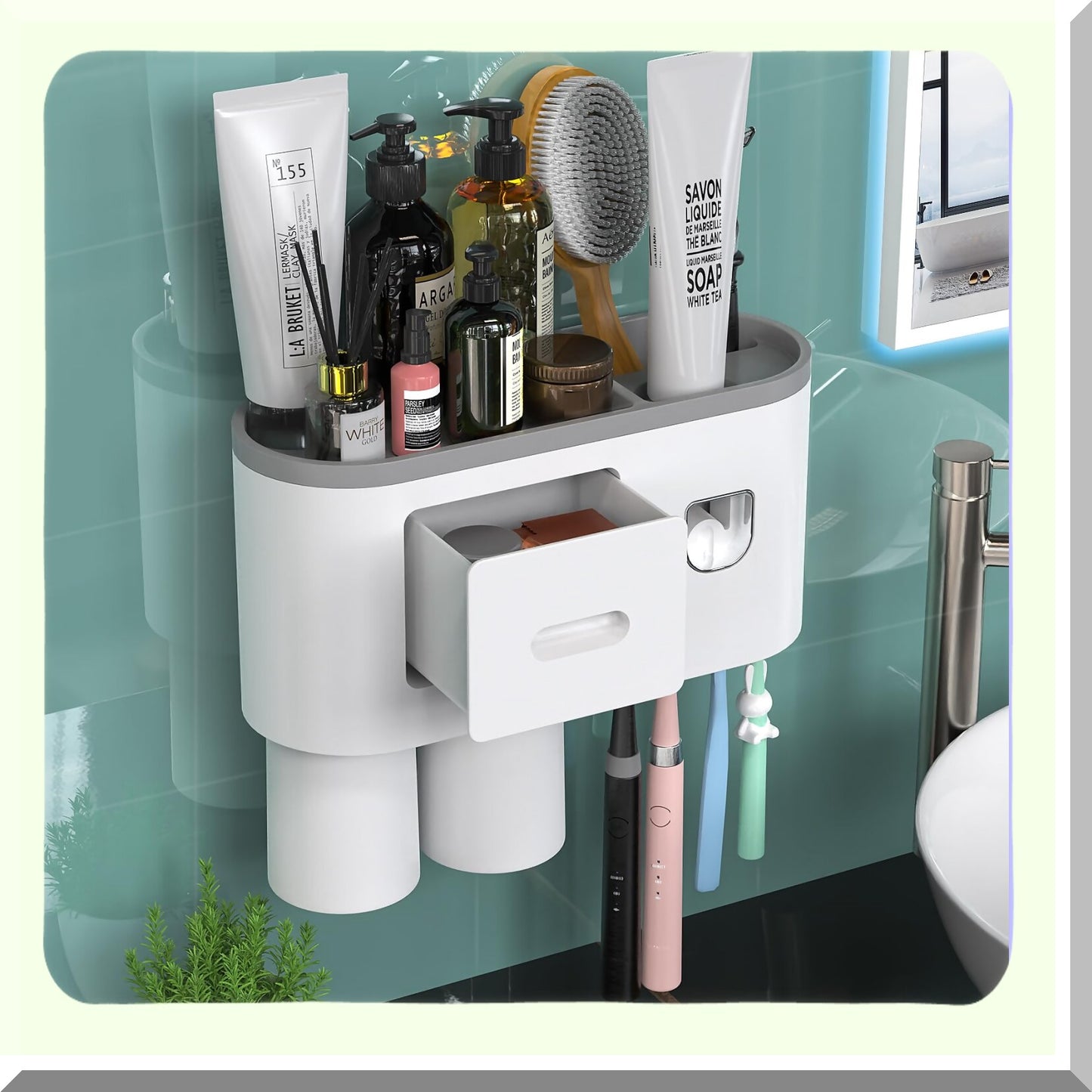 Wall Mounted Automatic Toothbrush Holder with Dispenser