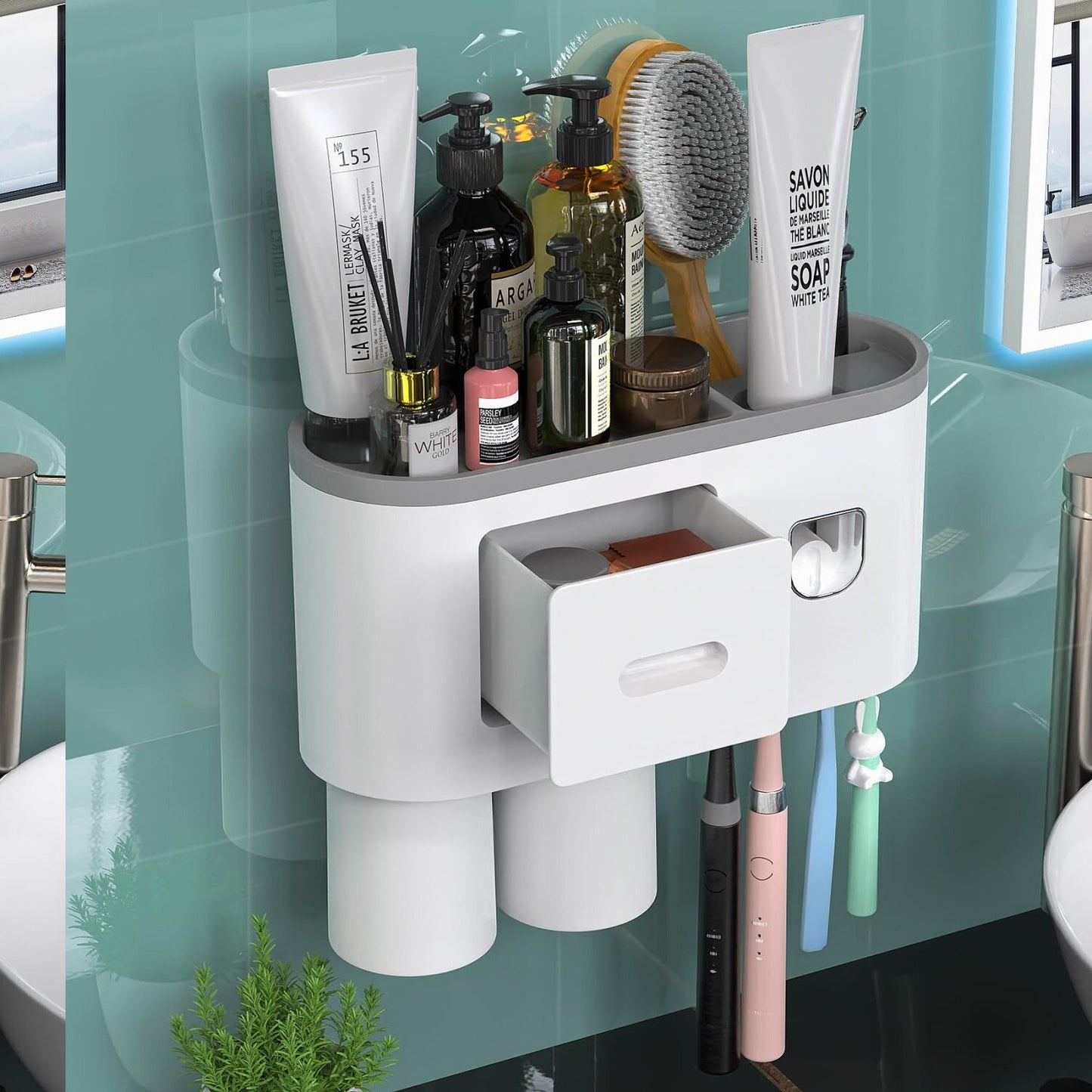 Wall Mounted Automatic Toothbrush Holder with Dispenser