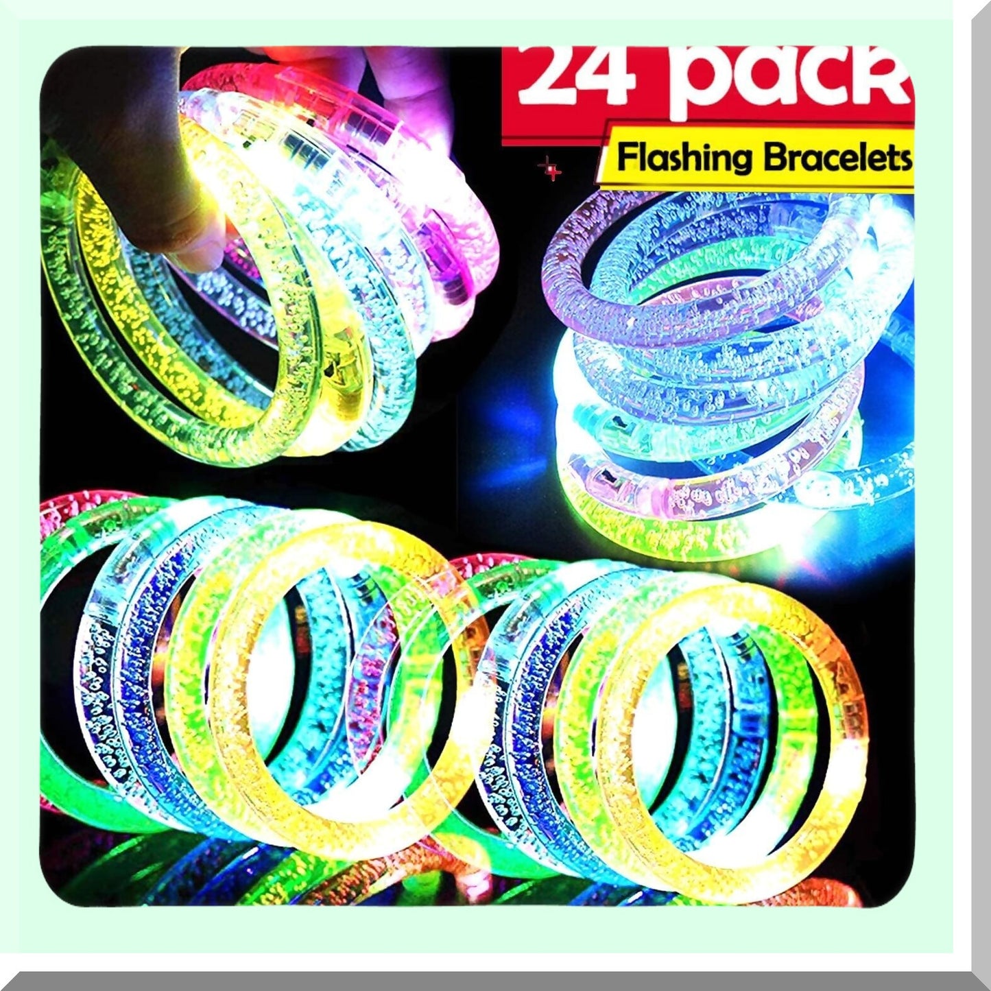 24 Pack Glow In The Dark LED Bracelets for Parties and Events