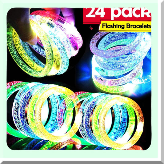 24 Pack Glow In The Dark LED Bracelets for Parties and Events