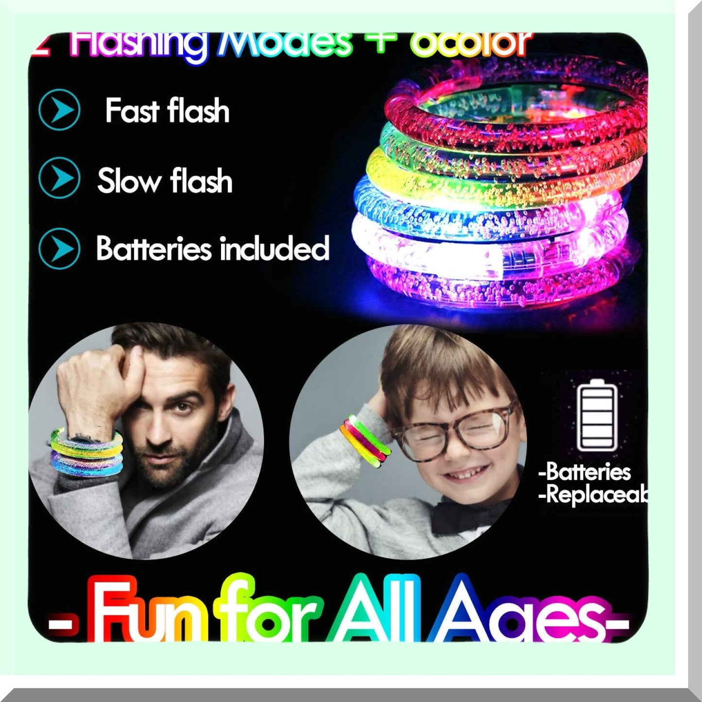 24 Pack Glow In The Dark LED Bracelets for Parties and Events