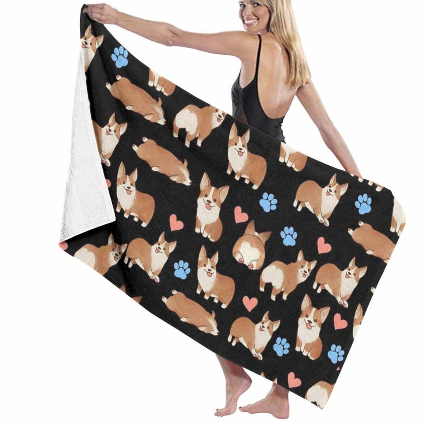 Corgi Microfiber Beach Towel 52x32 Oversized