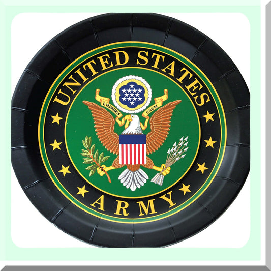 9-Inch Round Army Logo Paper Plates for Parties