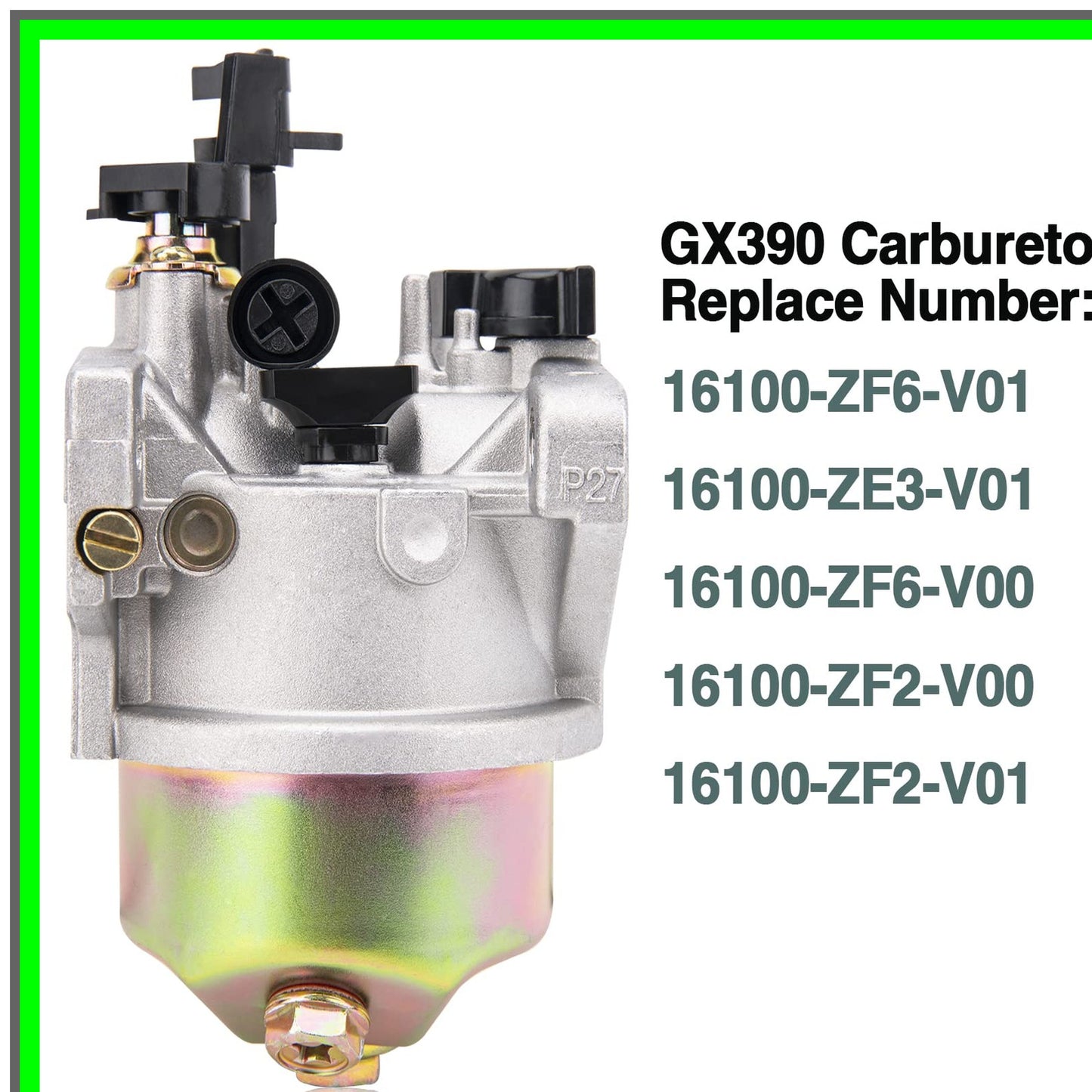 GX390 Carburetor Kit for Honda Engines with Recoil Starter and Air Filter