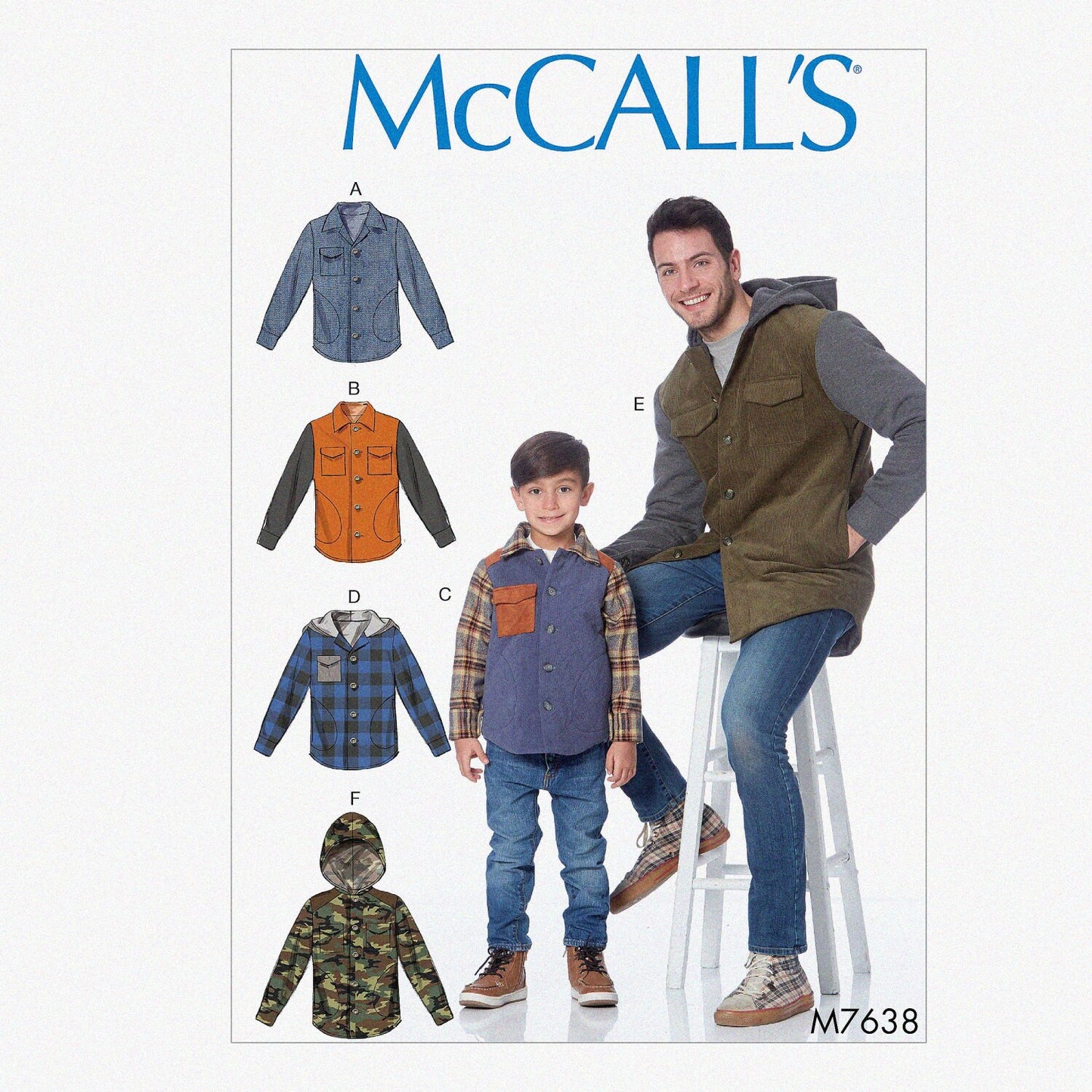 Men's and Boys' Lined Button-Front Jackets with Hood Options