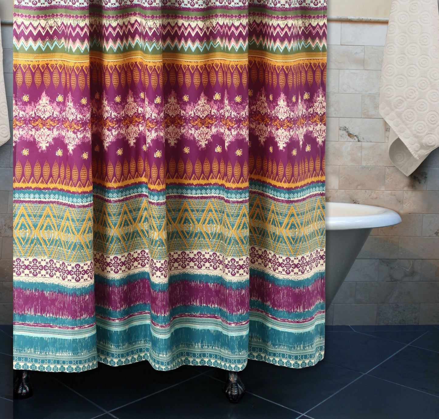 Southwest Shower Curtain 72x72 Fuchsia Blue Gold