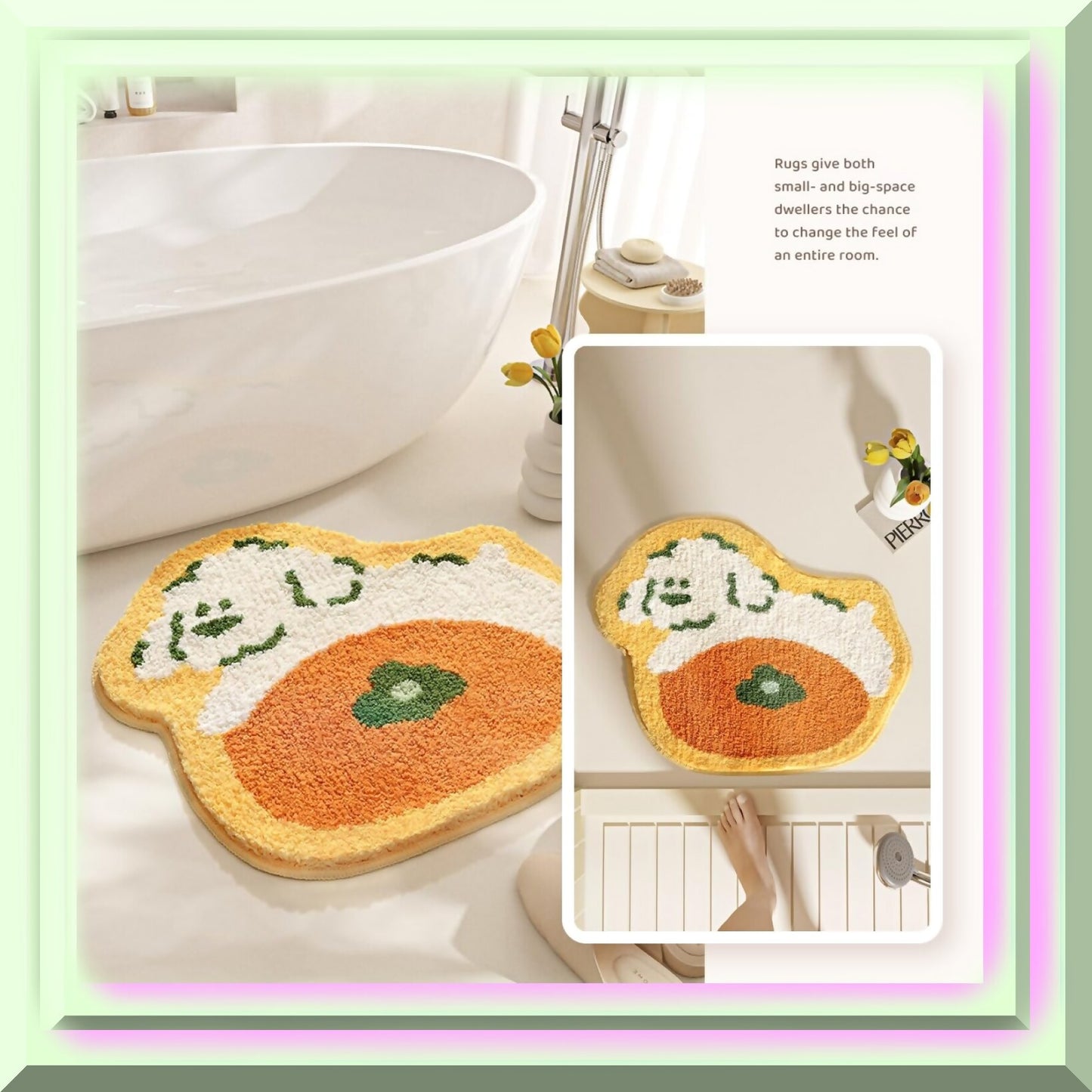 Cute Orange Microfiber Bath Rug 21"x24"