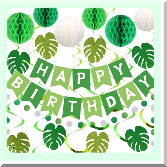 Green Birthday Decorations Set for Kids and Parties
