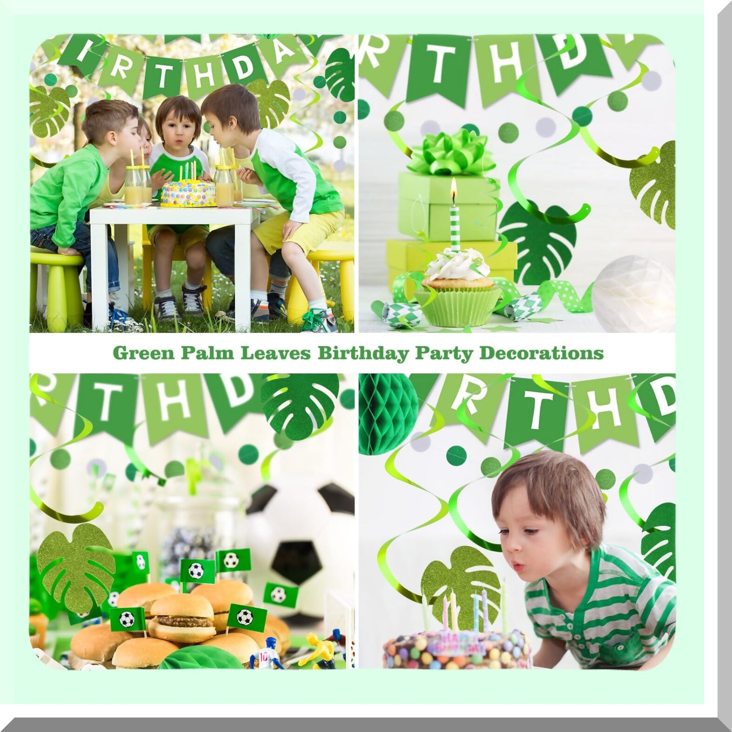 Green Birthday Decorations Set for Kids and Parties