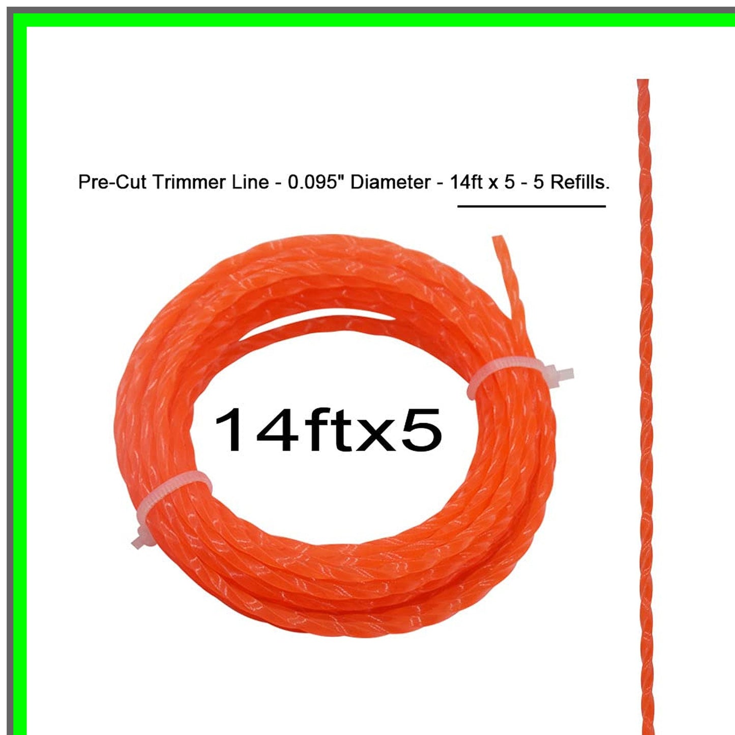 5 Pack Pre-Cut Twisted Line 0.095-Inch for EGO 15-Inch Trimmer Attachment