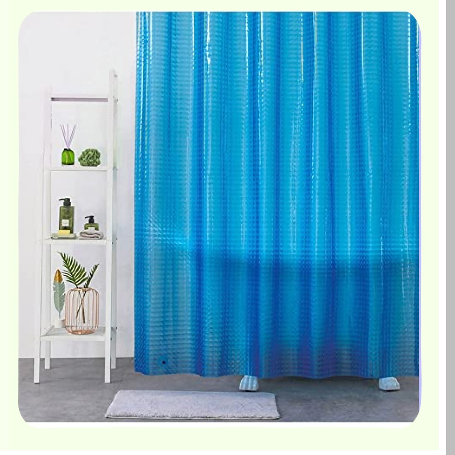 Blue EVA Shower Curtain 71x71 Inches with Hooks