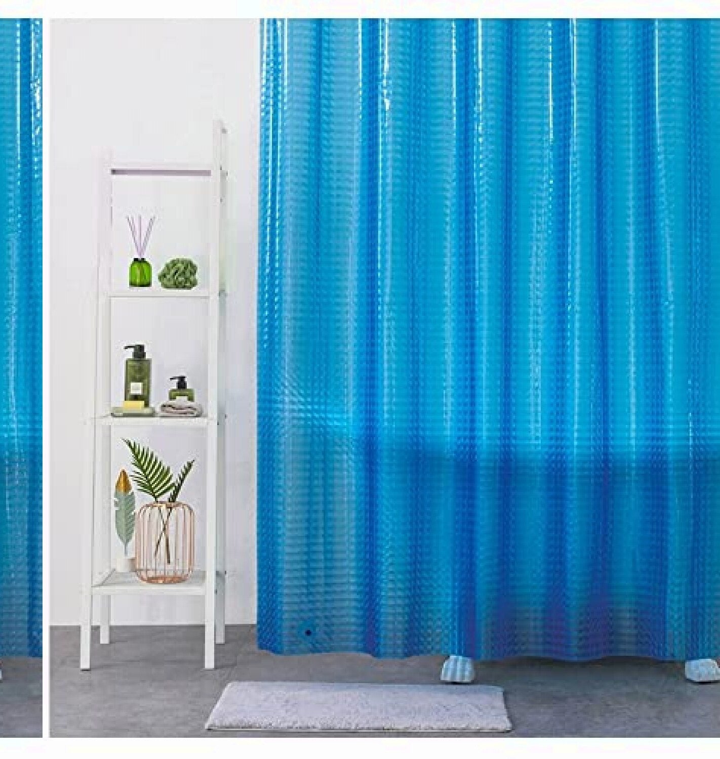 Blue EVA Shower Curtain 71x71 Inches with Hooks