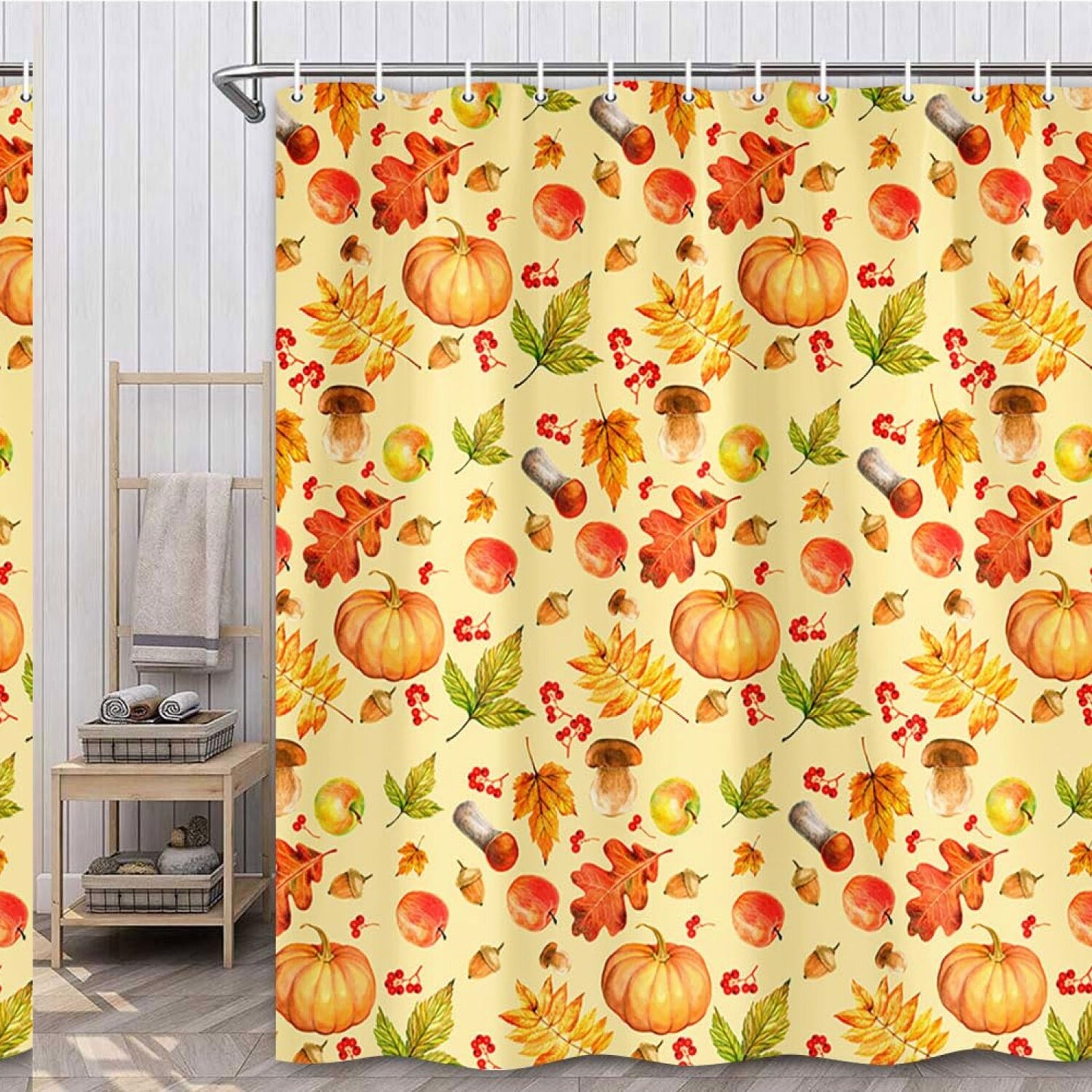 Fall Pumpkin Shower Curtain 69x70IN Orange Yellow