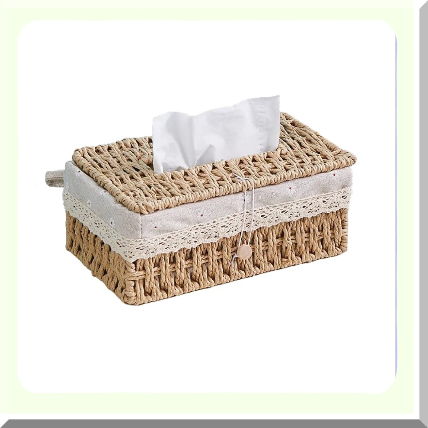 Decorative Natural Paper Rope Tissue Box Beige