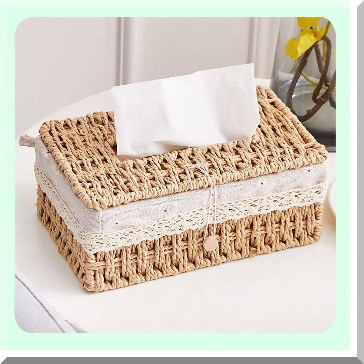 Decorative Natural Paper Rope Tissue Box Beige