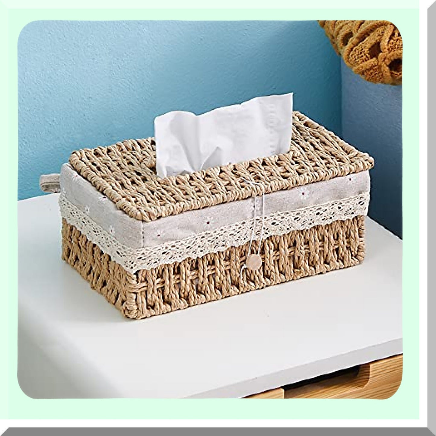 Decorative Natural Paper Rope Tissue Box Beige