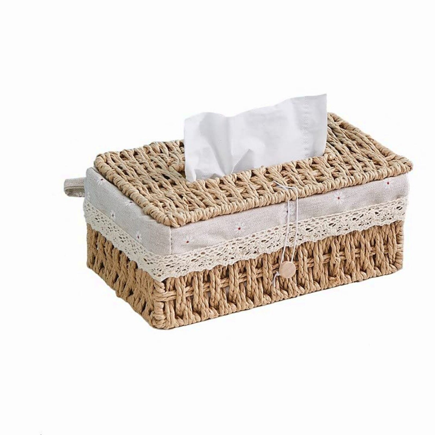 Decorative Natural Paper Rope Tissue Box Beige
