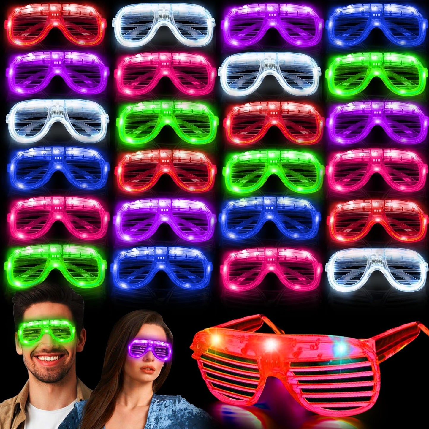 30 Pack LED Glow Party Glasses for Events and Celebrations