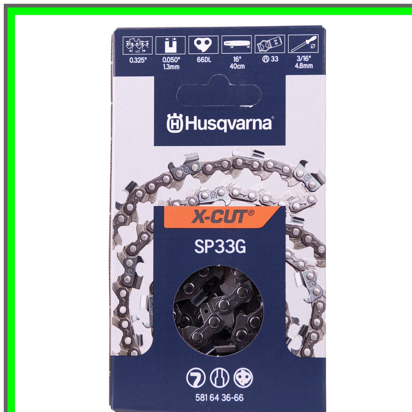 X-Cut SP33G 16 Inch Chainsaw Chain with Low Kickback and Superior Lubrication