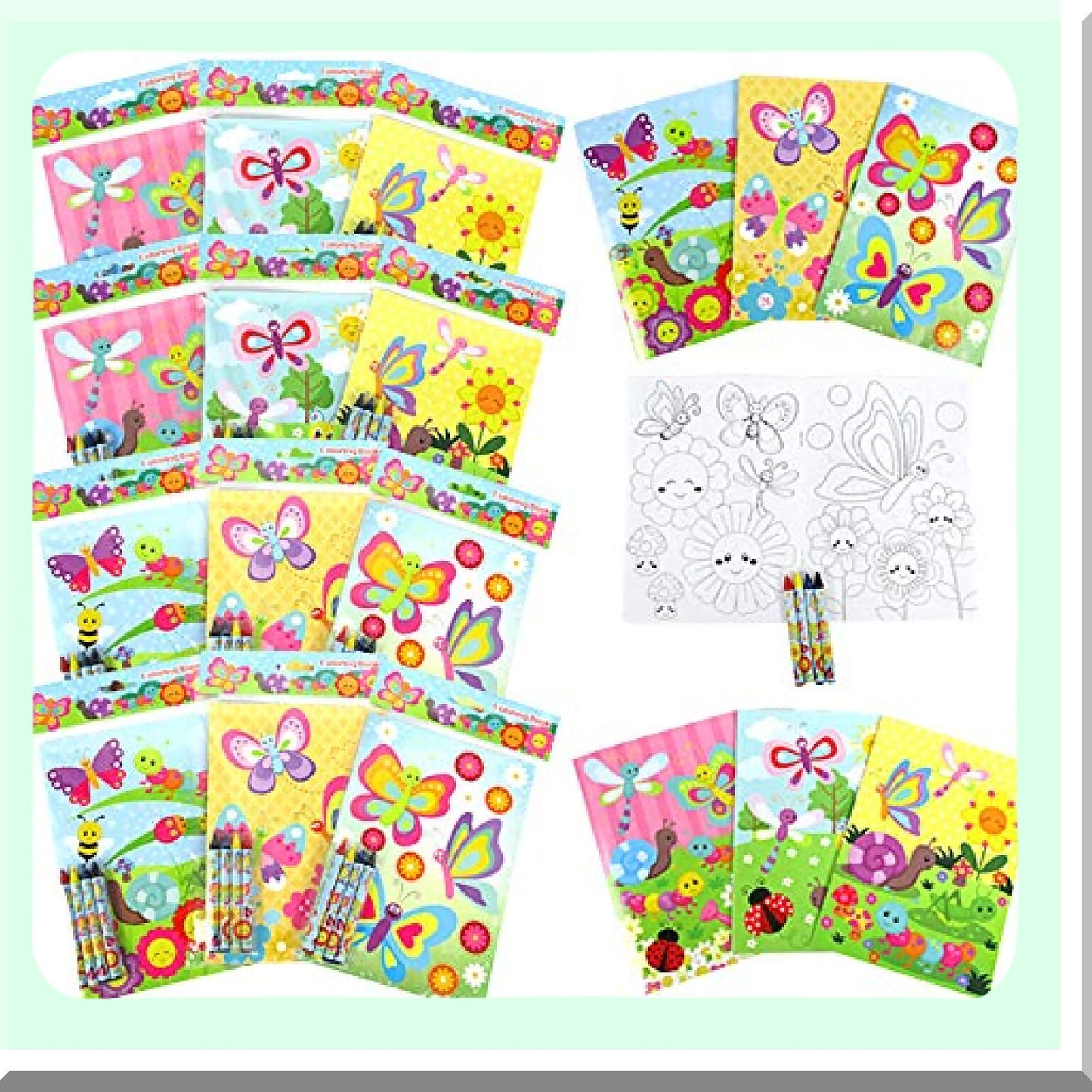Spring Butterfly Insect Coloring Books with Crayons for Parties