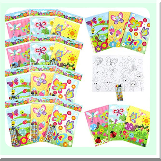 Spring Butterfly Insect Coloring Books with Crayons for Parties