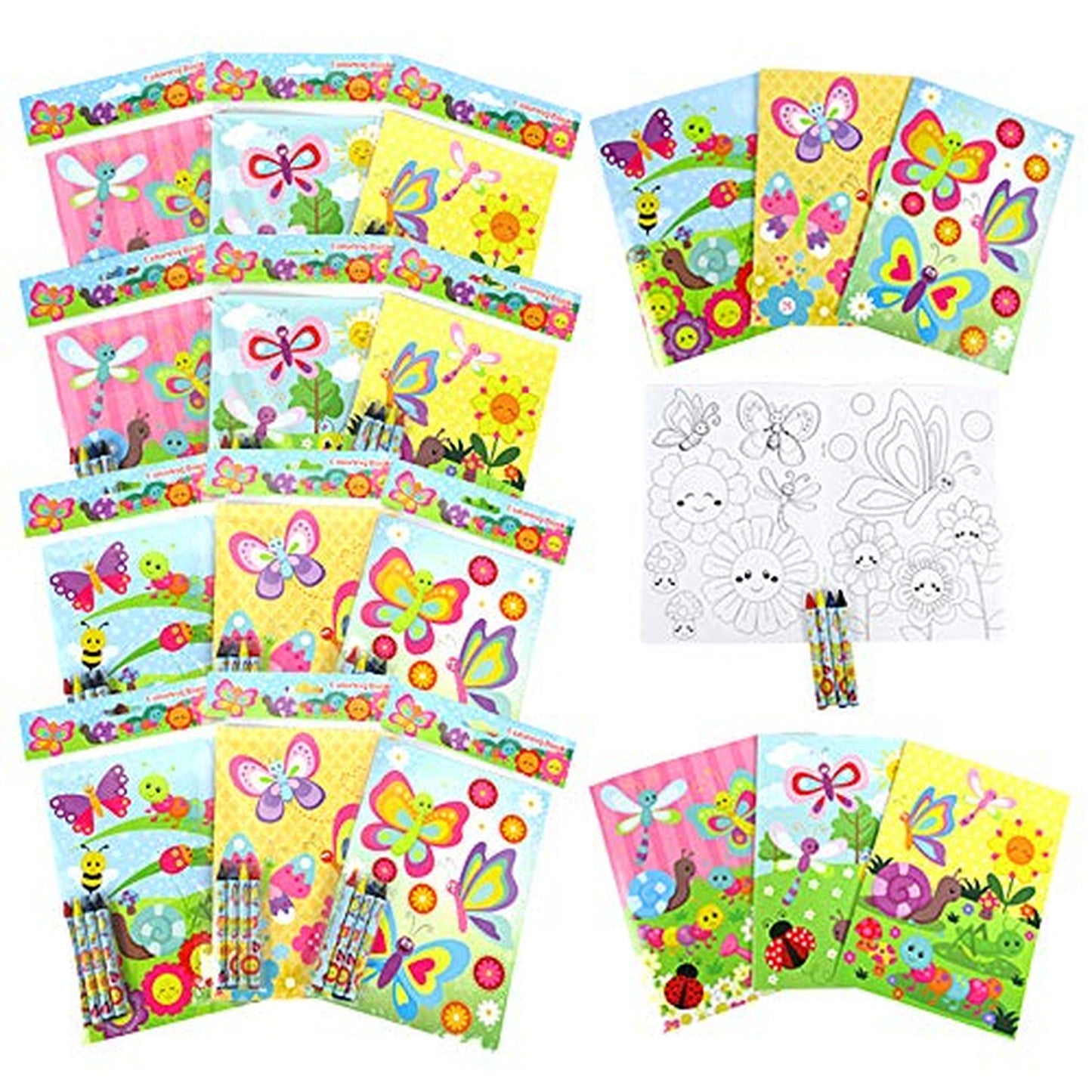 Spring Butterfly Insect Coloring Books with Crayons for Parties