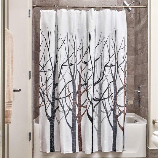 Fabric Forest Shower Curtain 72" x 72" Black and Gray