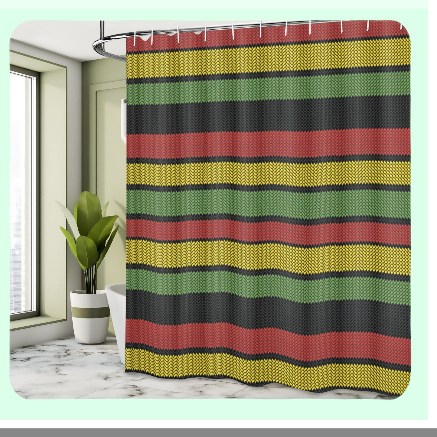 Jamaican Shower Curtain 69x70 inches with Hooks