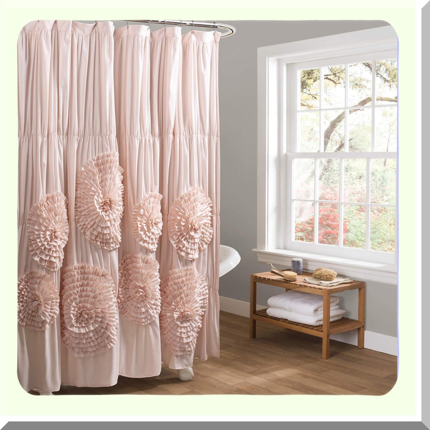 Serena Ruffle Shower Curtain 72x72 Blush