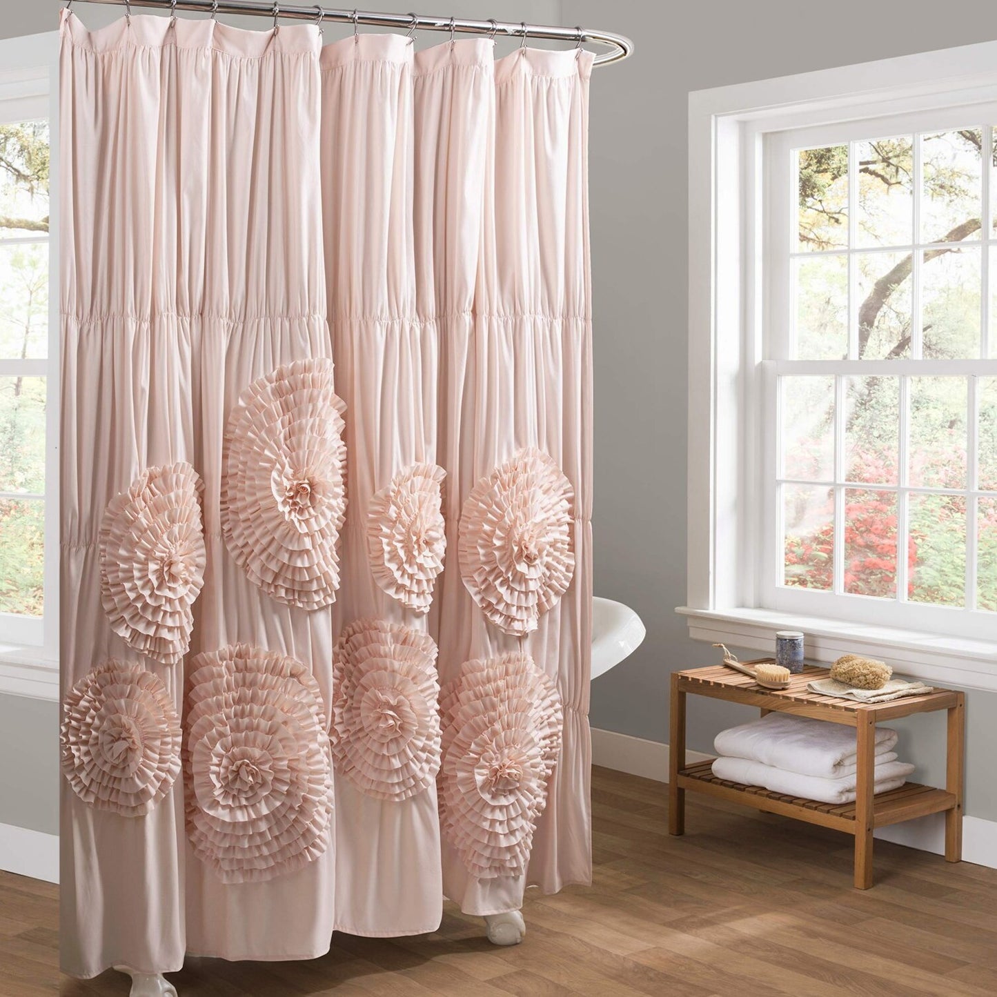 Serena Ruffle Shower Curtain 72x72 Blush