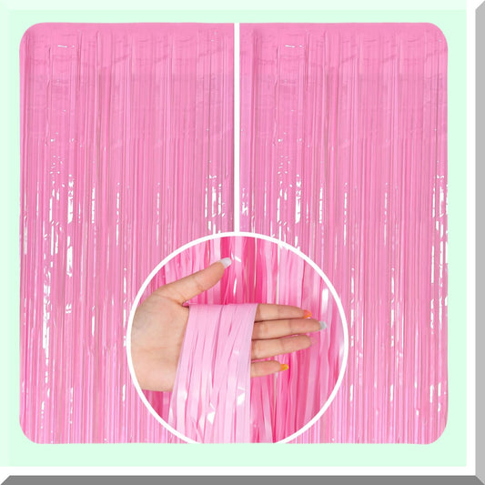 Pink Fringe Backdrop Curtains for Parties and Events