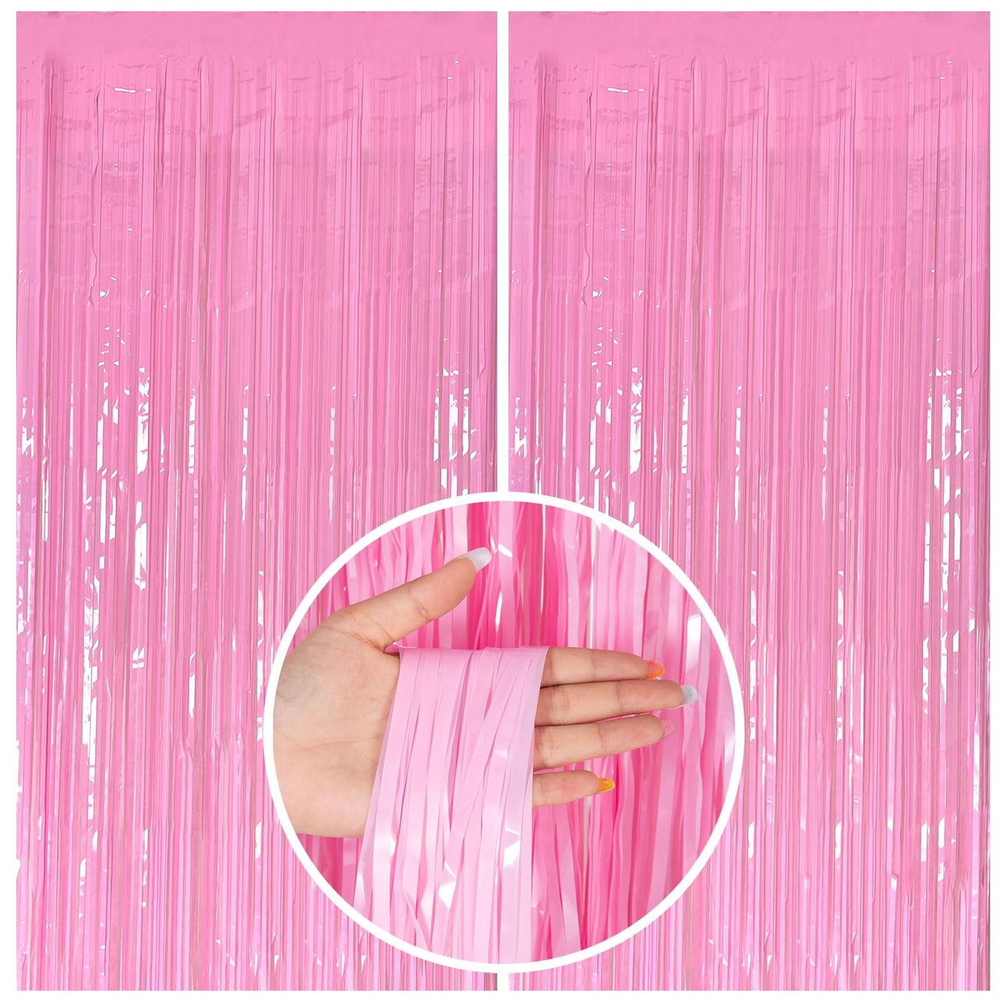 Pink Fringe Backdrop Curtains for Parties and Events