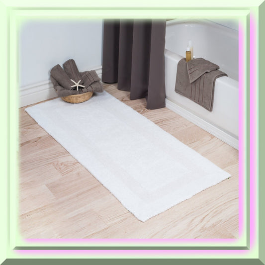 Cotton Bath Mat Plush 24x60 Reversible Blue