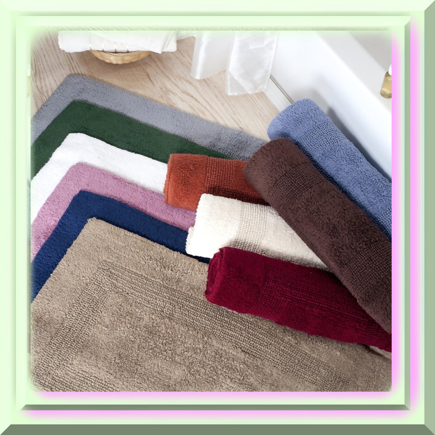 Cotton Bath Mat Plush 24x60 Reversible Blue