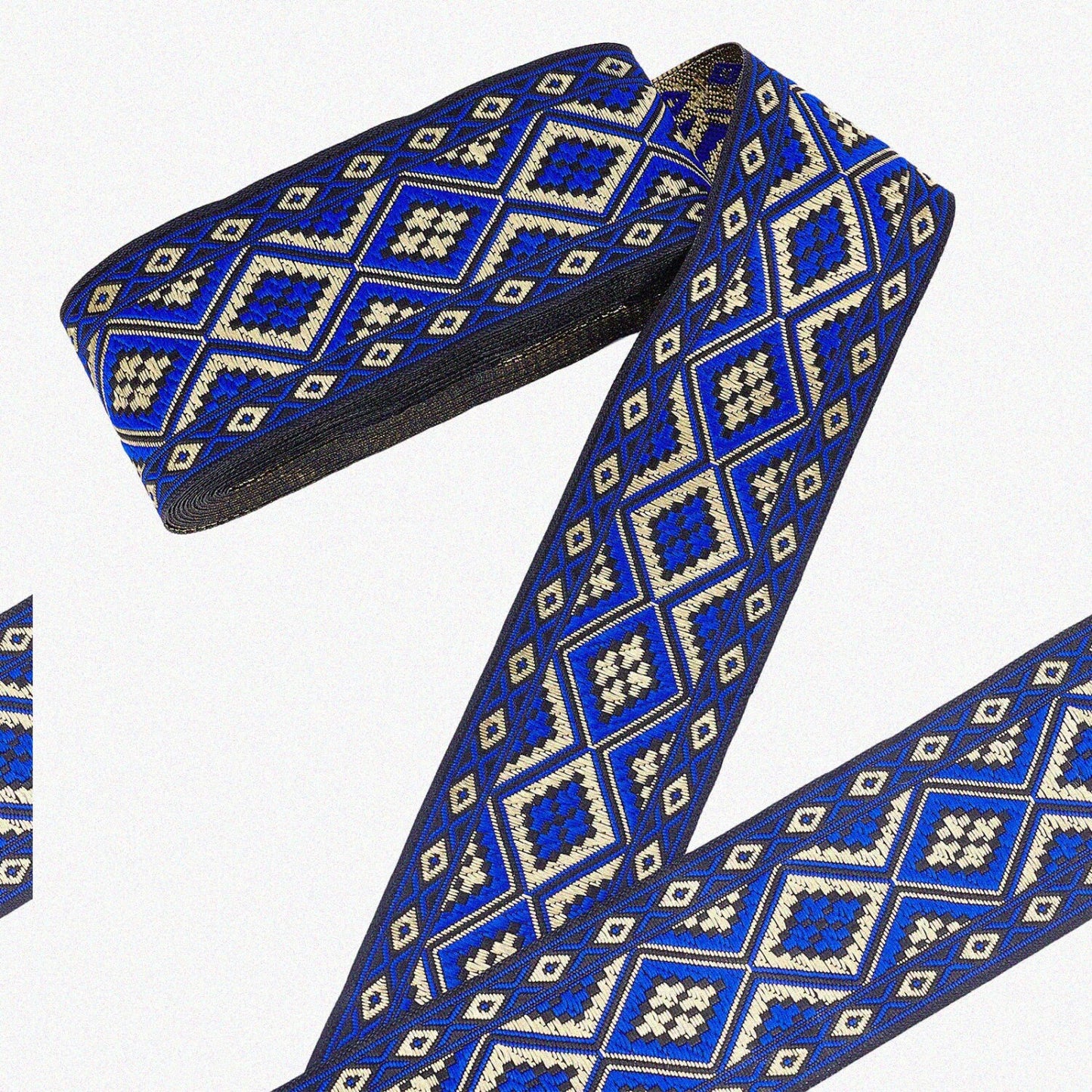 Ethnic Jacquard Ribbon 7 Yards Geometric Rhombus Trim
