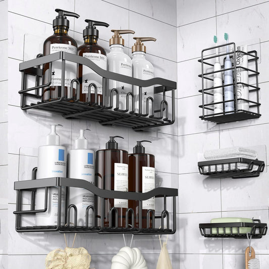 5 Pack Shower Caddy Set with Adhesive, Stainless Steel