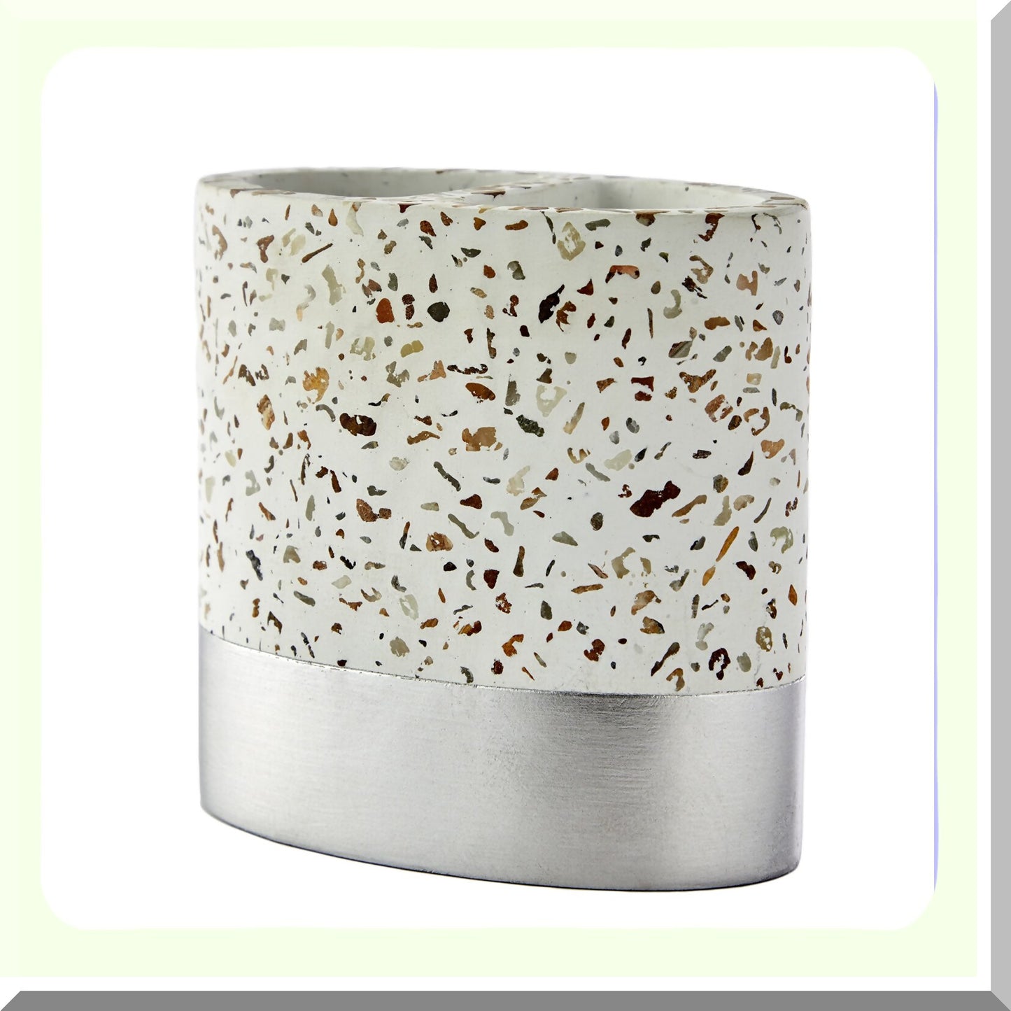Mali Cream Toothbrush Holder with Silver Accent