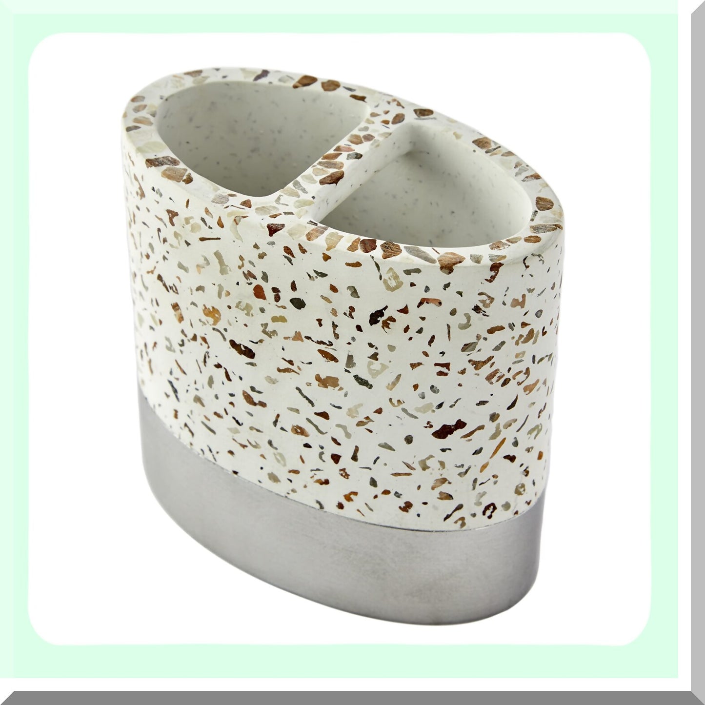 Mali Cream Toothbrush Holder with Silver Accent