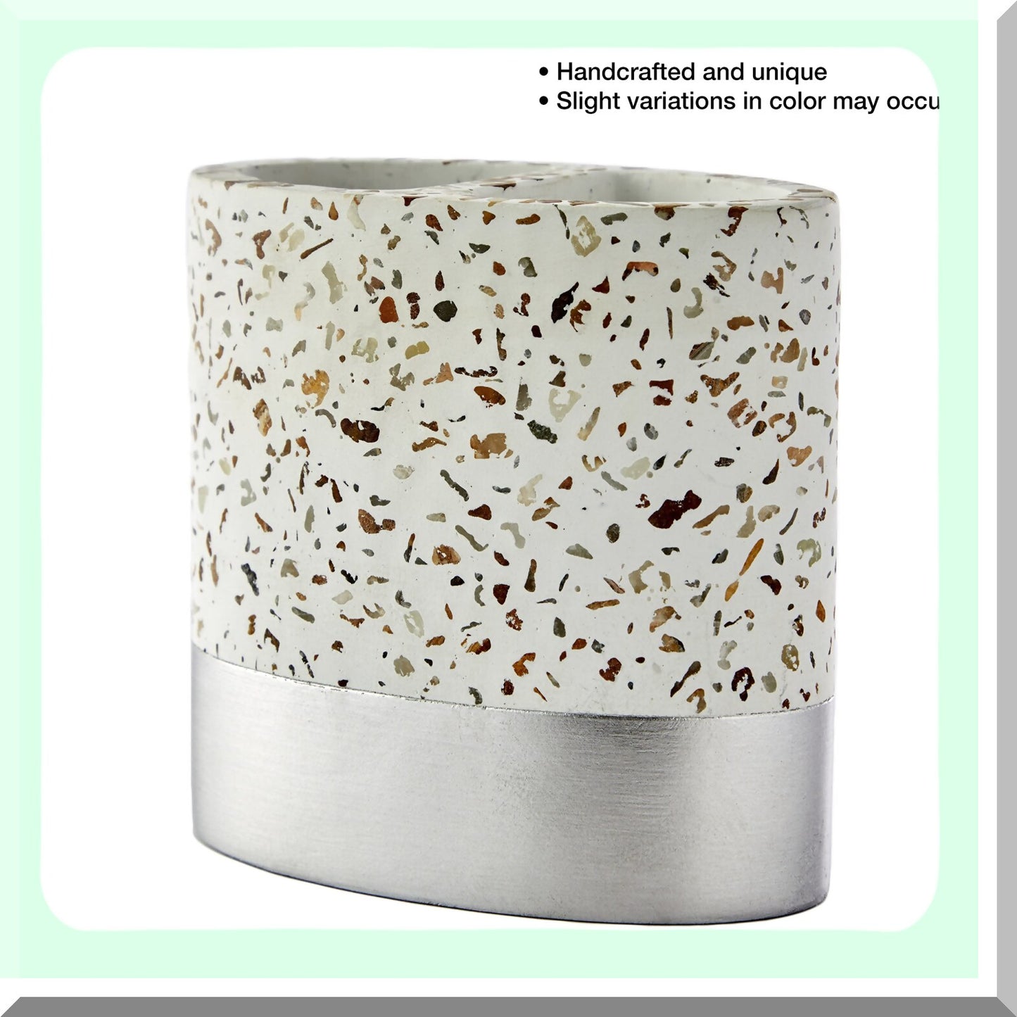 Mali Cream Toothbrush Holder with Silver Accent