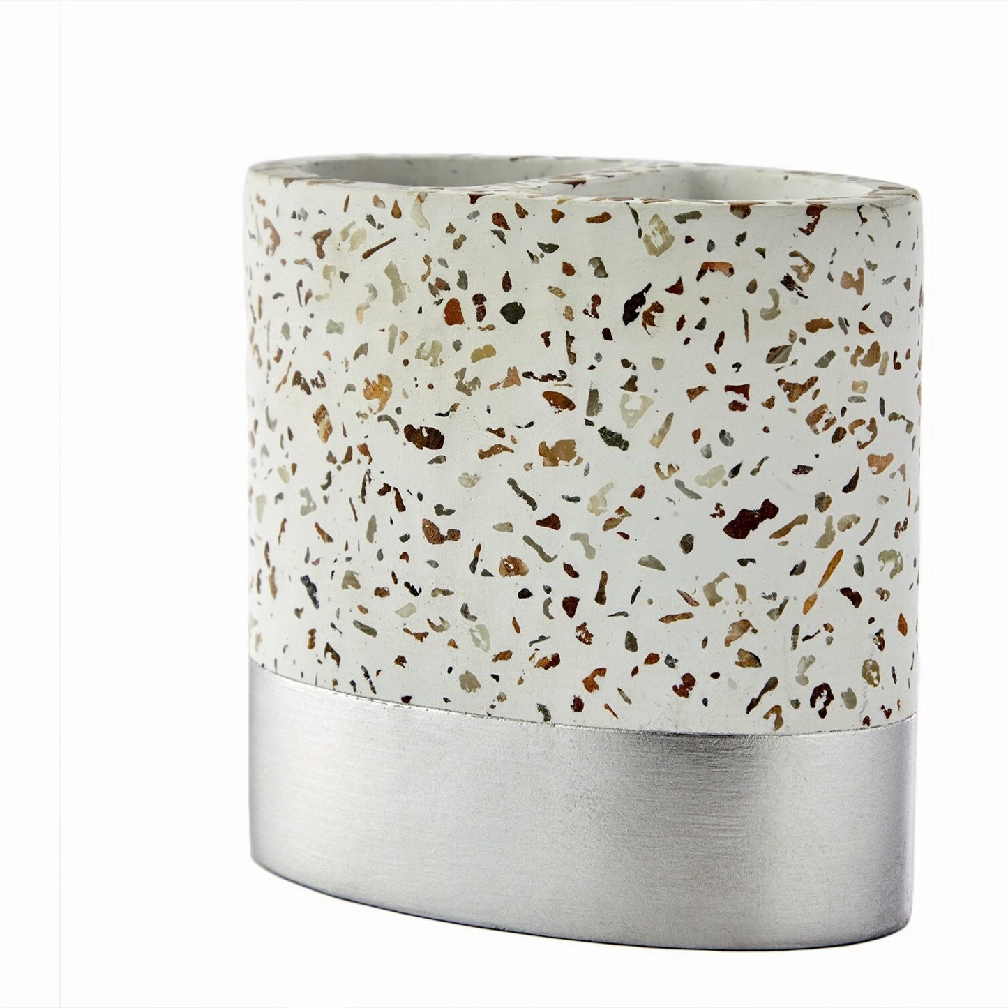 Mali Cream Toothbrush Holder with Silver Accent
