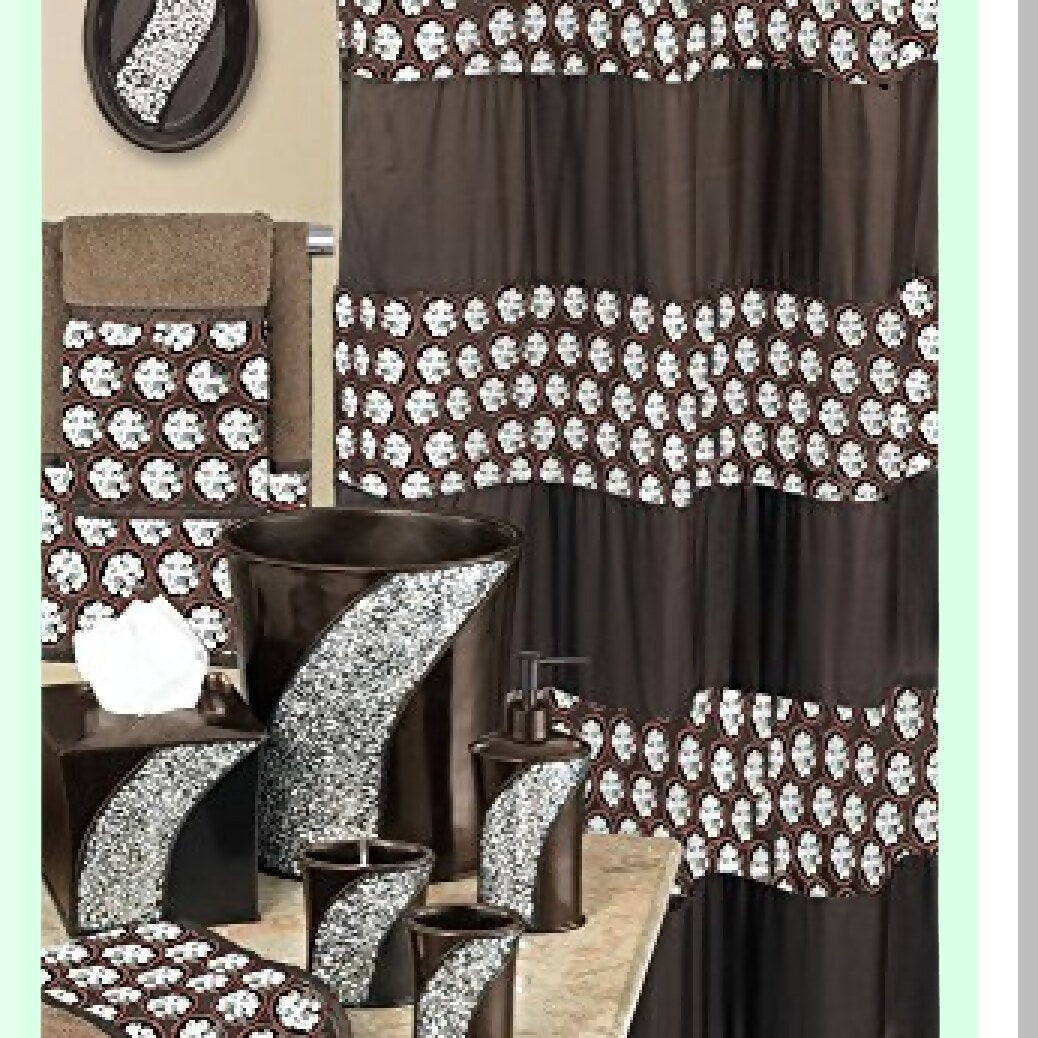 2pc Brown Bathroom Accessories Set