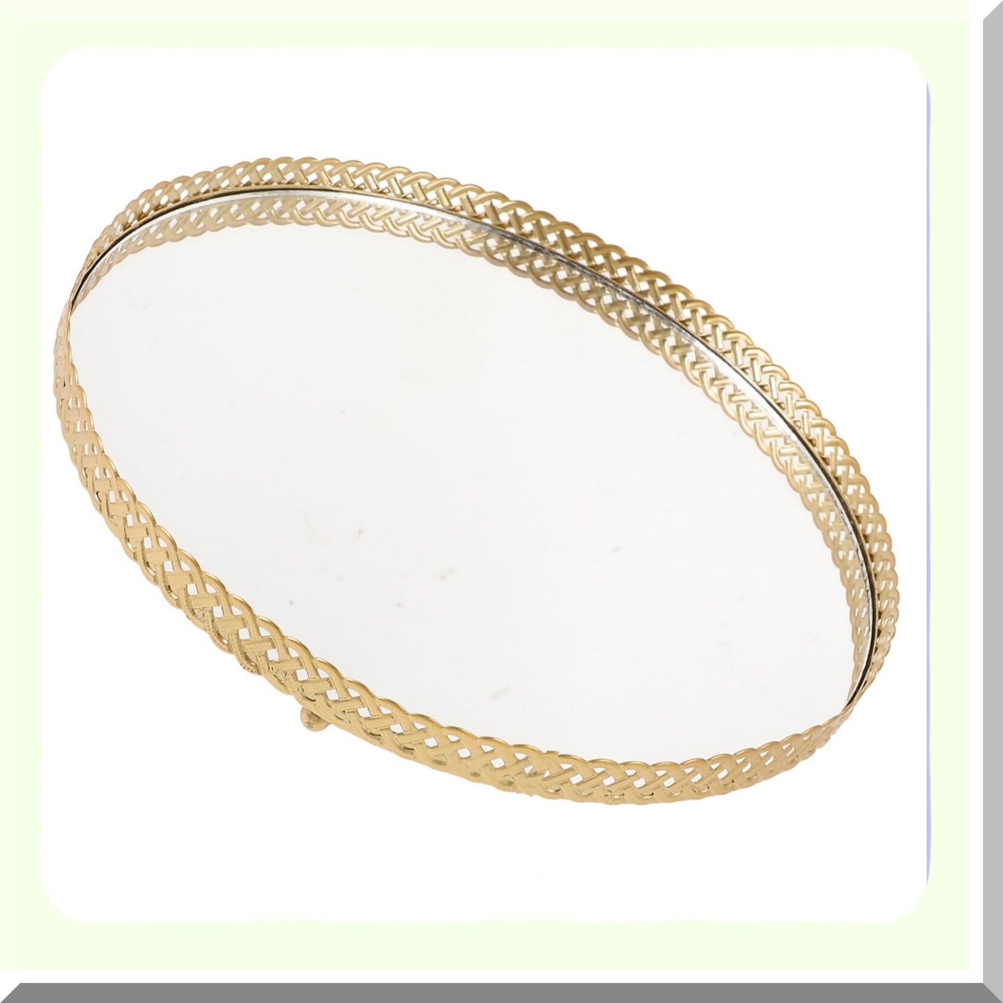 Metal Round Vanity Tray 25cm Golden