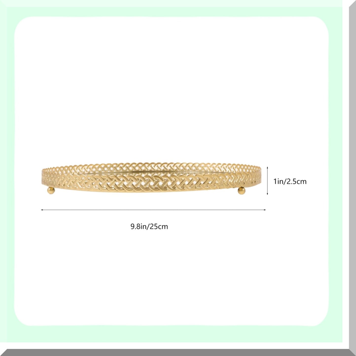 Metal Round Vanity Tray 25cm Golden