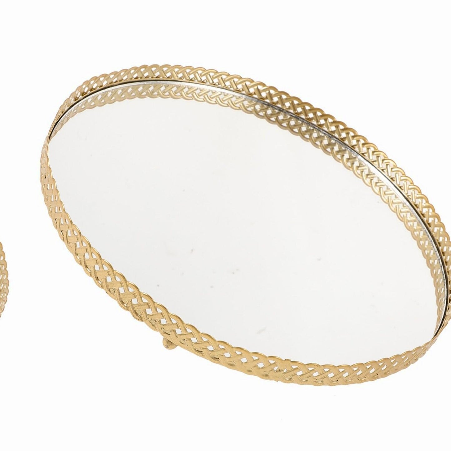 Metal Round Vanity Tray 25cm Golden