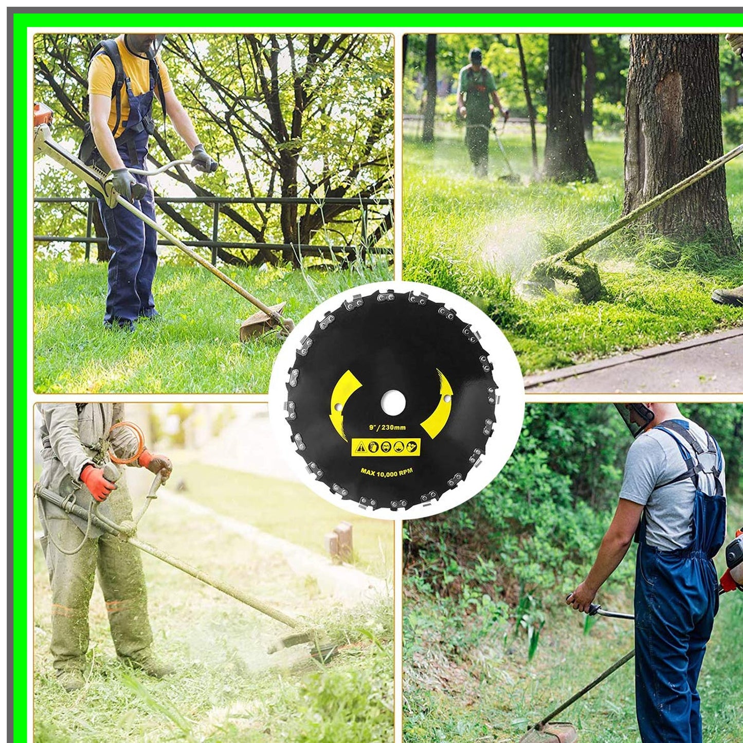 9-Inch Brush Cutter Blade Set for String Trimmers and Chainsaws with Files