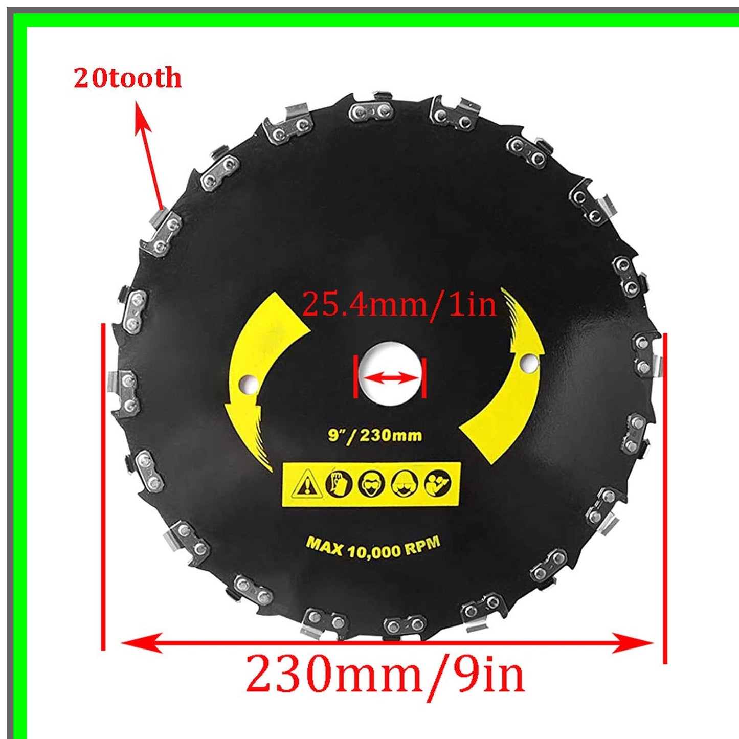 9-Inch Brush Cutter Blade Set for String Trimmers and Chainsaws with Files