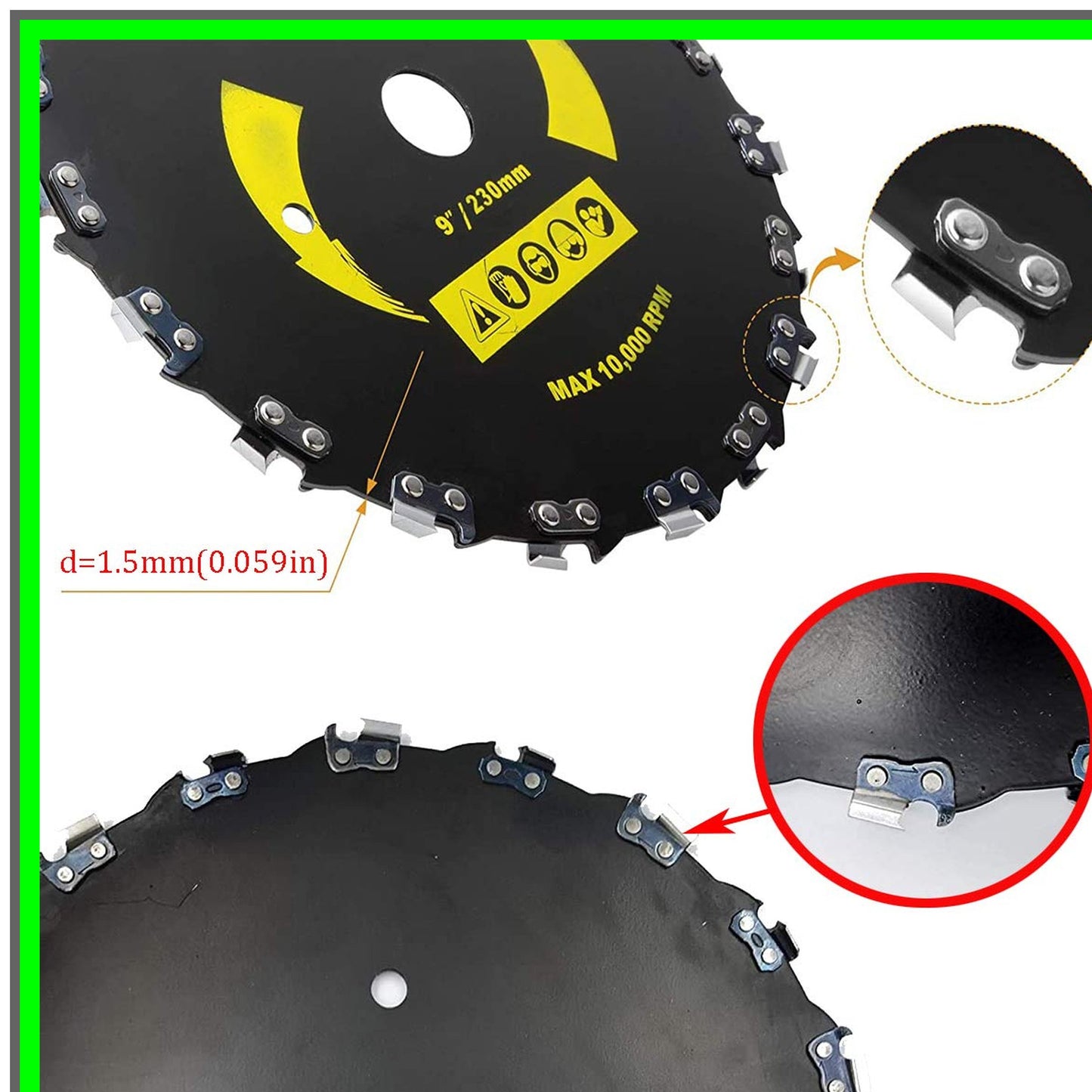 9-Inch Brush Cutter Blade Set for String Trimmers and Chainsaws with Files