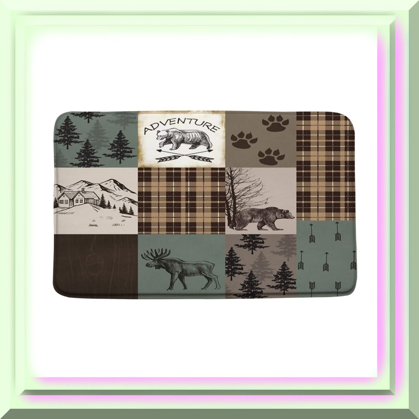 Rustic Cabin Lodge Bath Mat 29.5x17.7 Inch