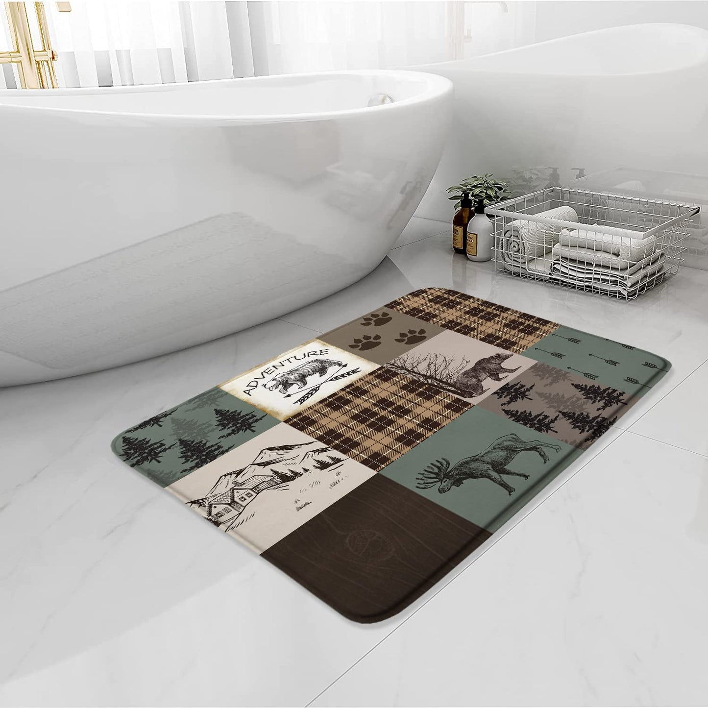 Rustic Cabin Lodge Bath Mat 29.5x17.7 Inch